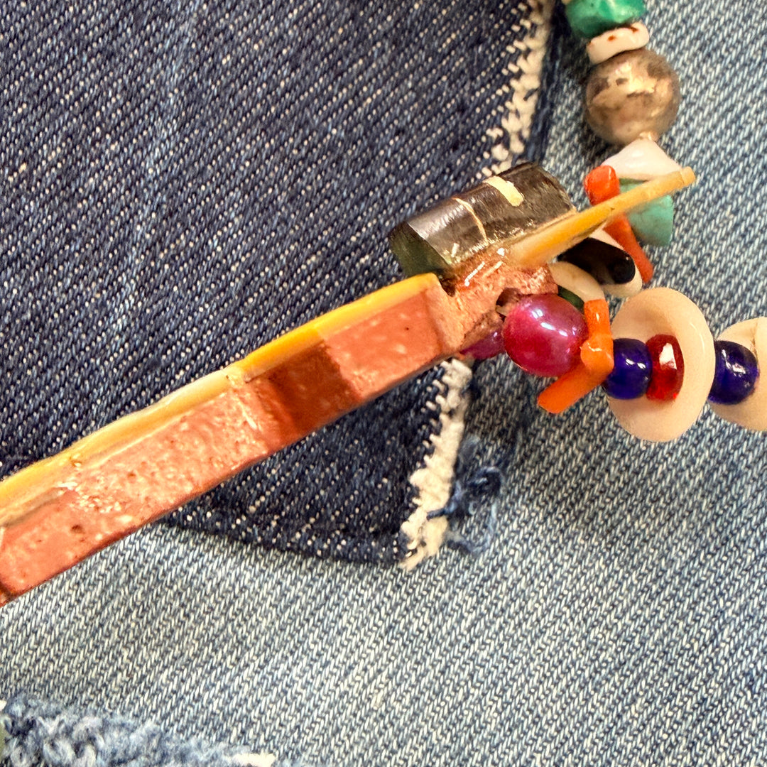 Native American Beaded Bird Kachina Necklace Turquoise