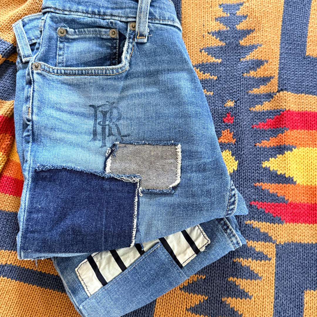 Lauren Ralph Lauren Patchwork Distresses Relaxed Tapered Jean (Retired) 2P