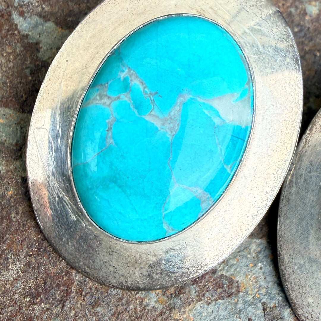 Navajo Sterling Silver & Turquoise Pierced Post Earrings