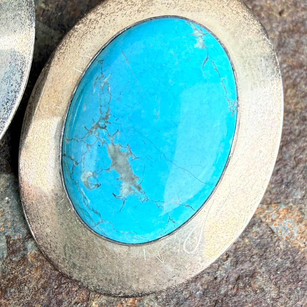 Navajo Sterling Silver & Turquoise Pierced Post Earrings