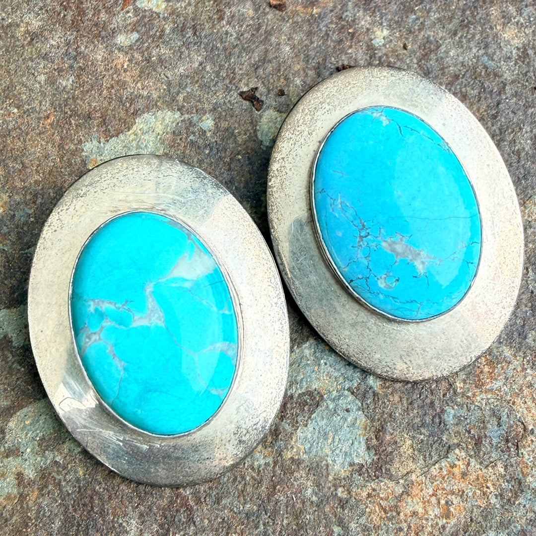 Navajo Sterling Silver & Turquoise Pierced Post Earrings