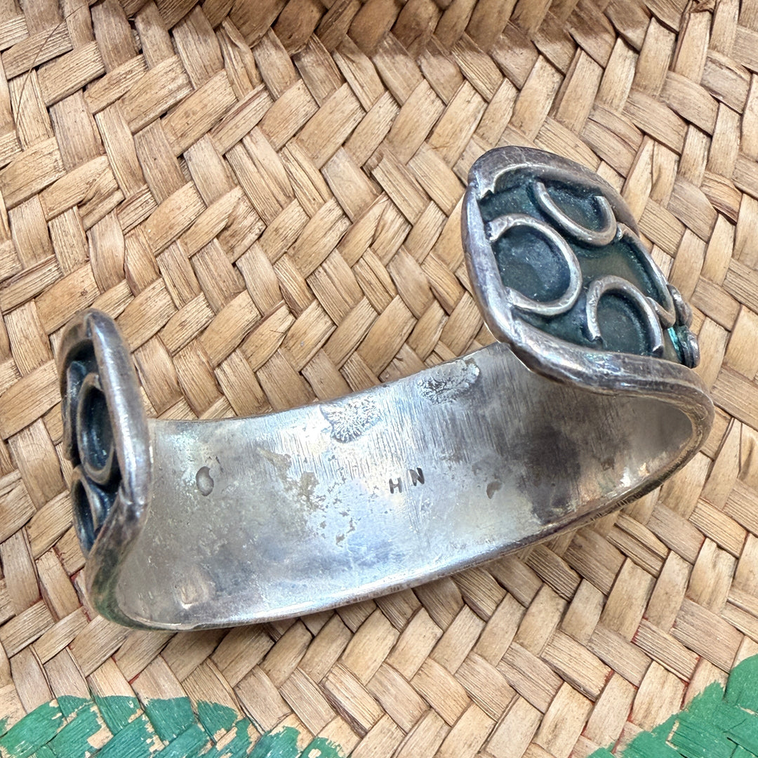 Vintage Navajo Sterling Silver & Turquoise Row Bracelet