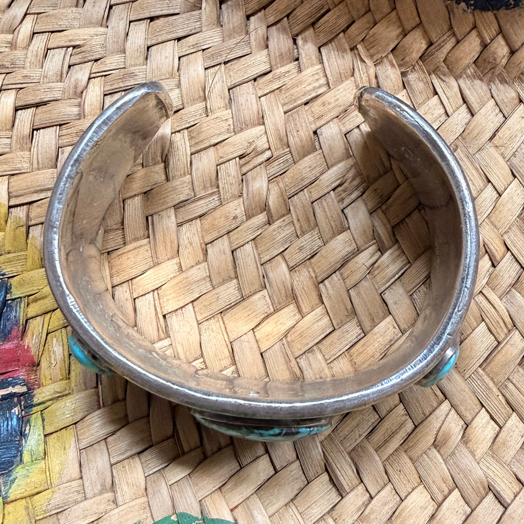 Vintage Navajo Sterling Silver & Turquoise Row Bracelet