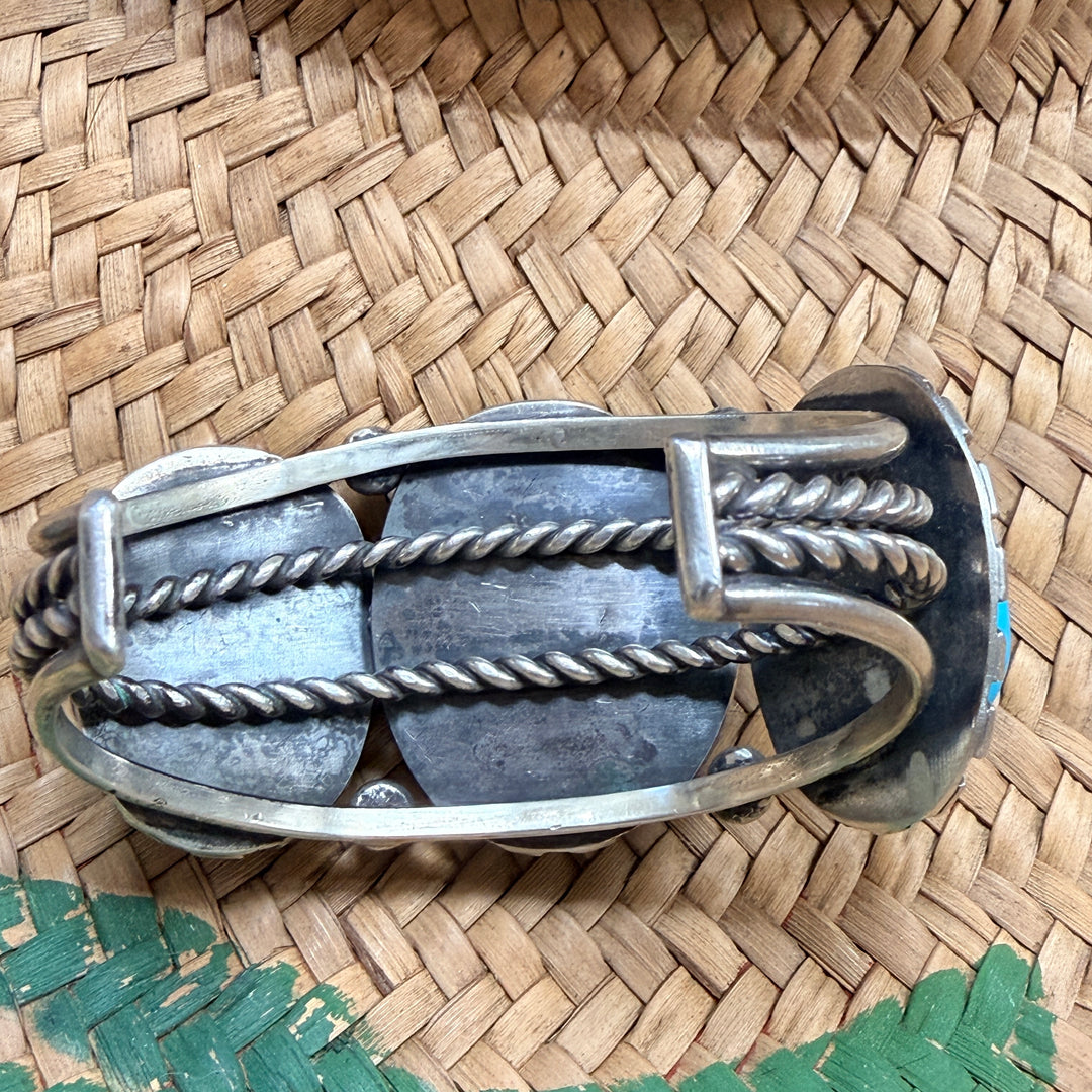 Vintage Navajo Sterling Silver & Turquoise Row Bracelet
