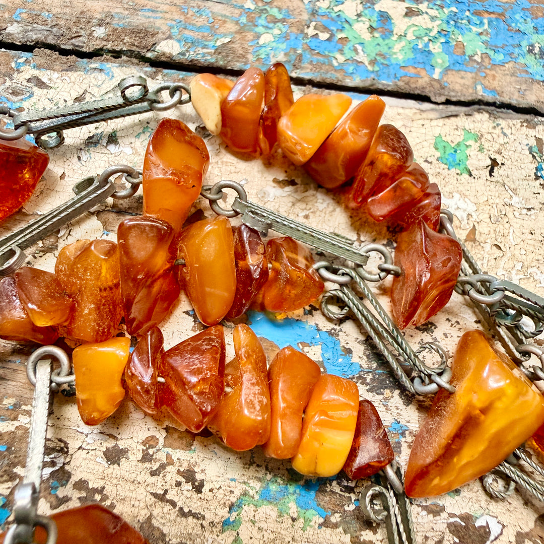 Vintage Natural Amber Nugget Necklace 36" L