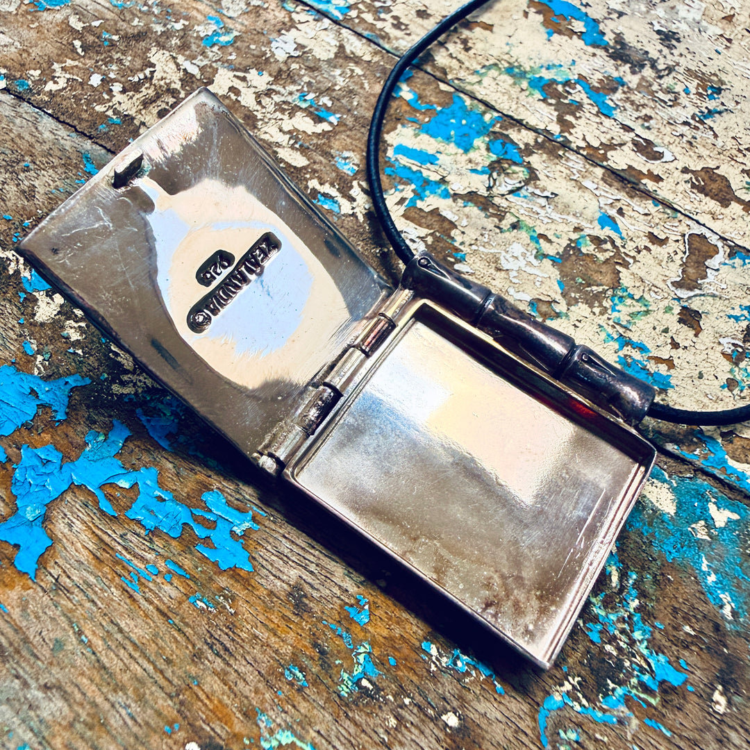 Zealandia Sterling Silver Carved Fossilized Walrus Frog Locket Pendant