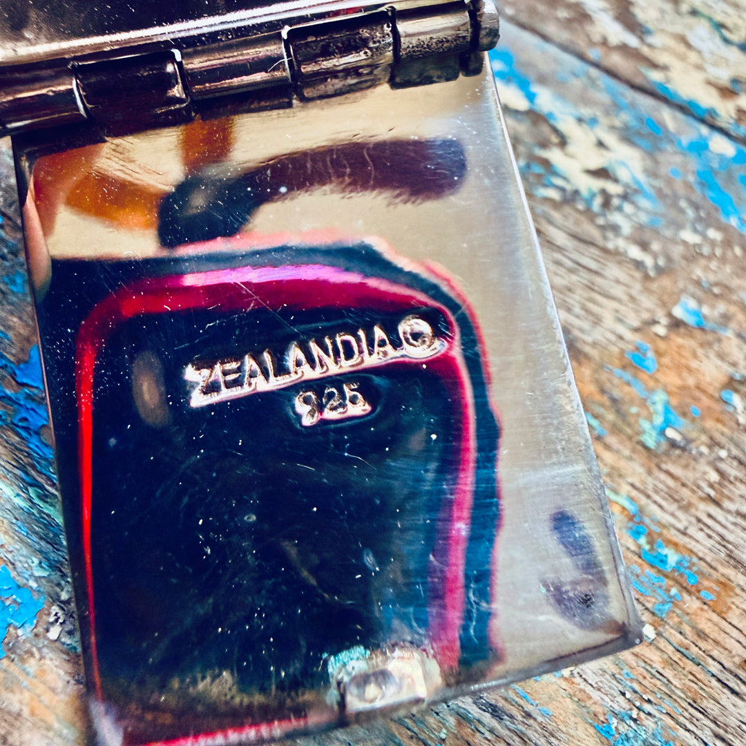 Zealandia Sterling Silver Carved Fossilized Walrus Frog Locket Pendant