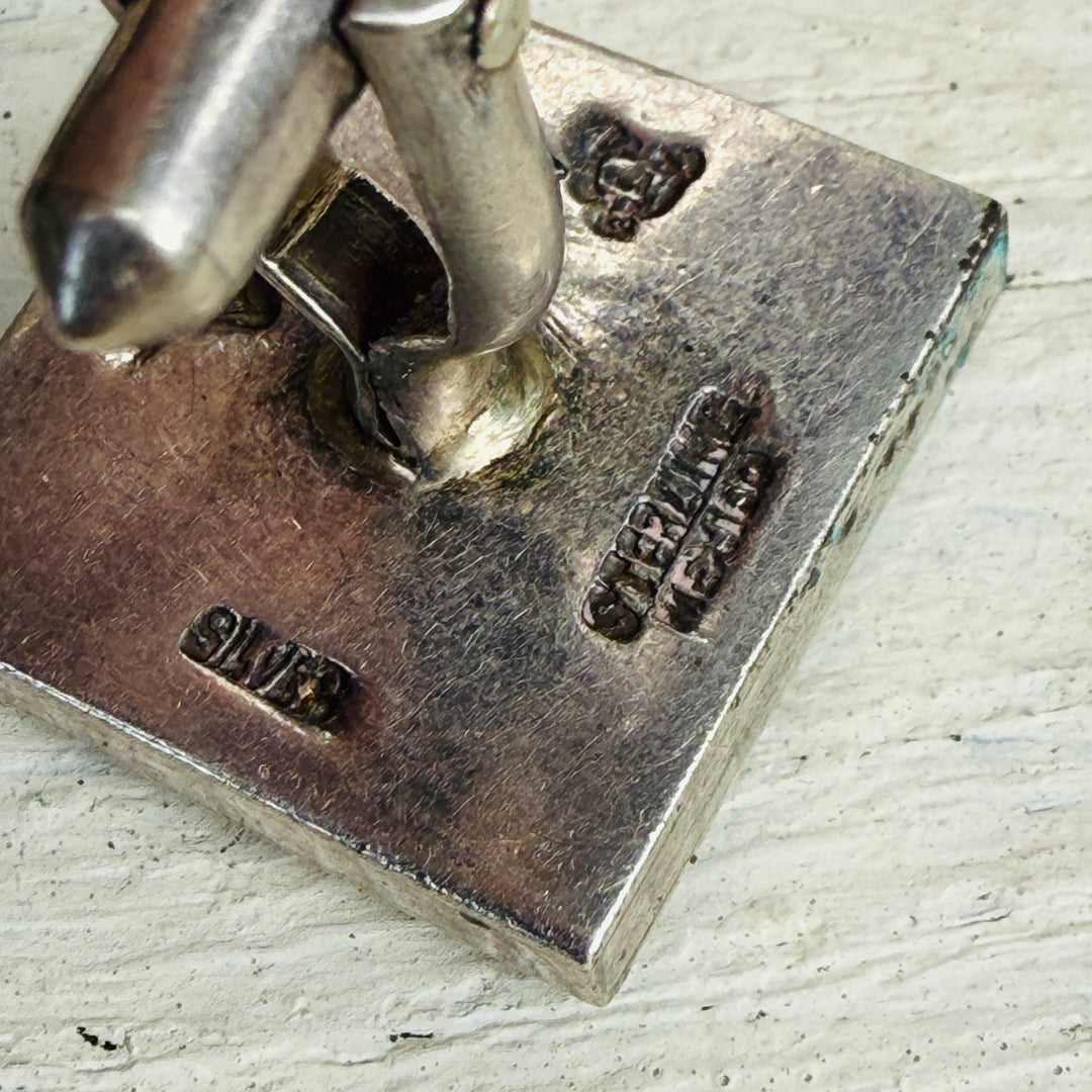 Rare! Antonio Pineda 970 Silver & Obsidian Cufflinks Mexico