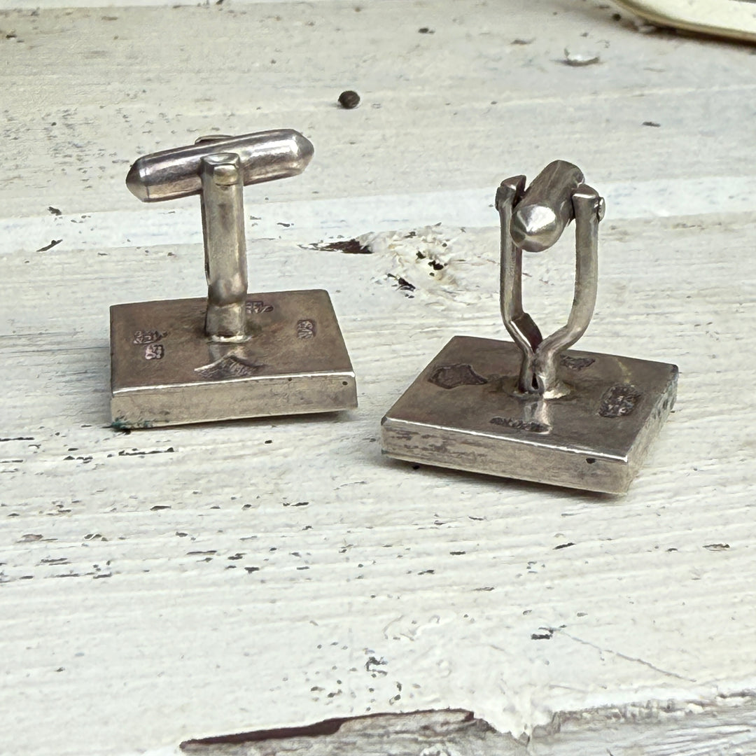 Rare! Antonio Pineda 970 Silver & Obsidian Cufflinks Mexico