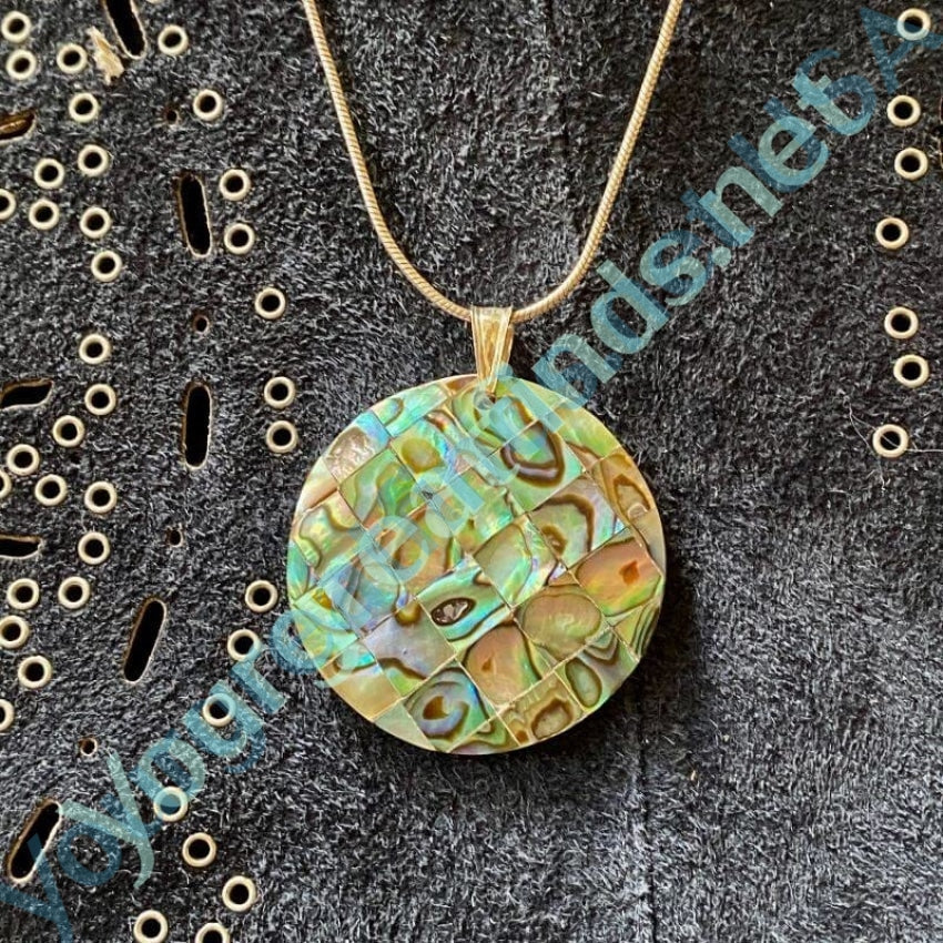 Abalone Mosaic Pendant and Chain Necklace Yourgreatfinds