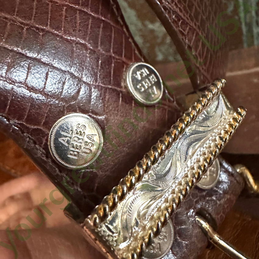 Al Beres Montana Silversmith Silver Plate Buckle & Leather Belt