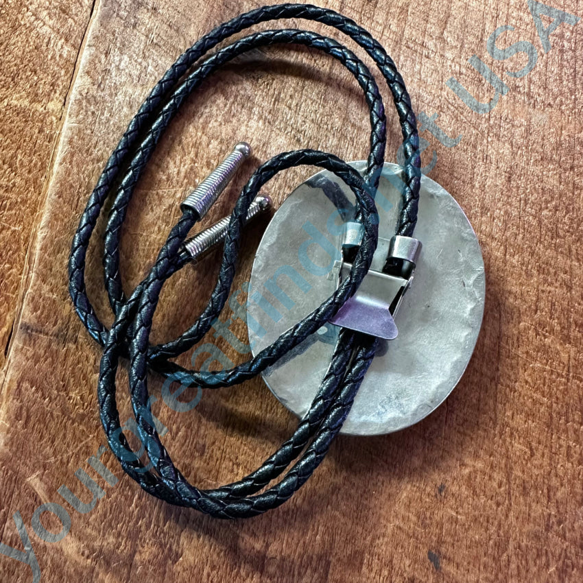 Alpaca Silver & Abalone Leather Bolo Tie Mexico Bolo Tie