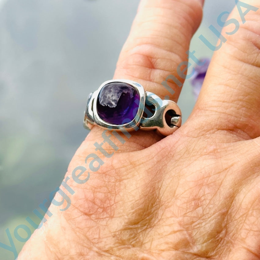 Angela Cummings Sterling Silver Purple Amethyst Chain Ring Size 7