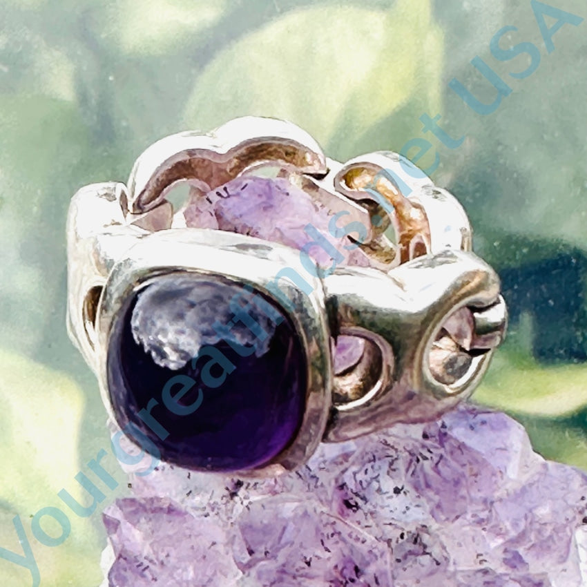 Angela Cummings Sterling Silver Purple Amethyst Chain Ring Size 7