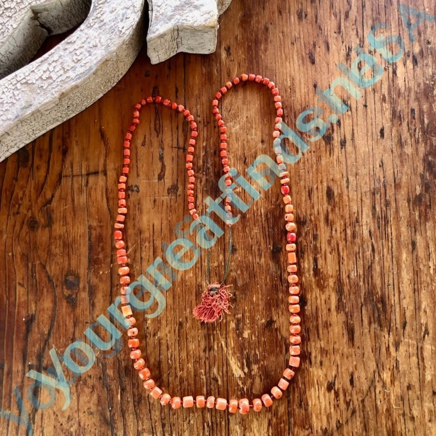 Antique 32" Hand Knotted Coral Bead Necklace Yourgreatfinds