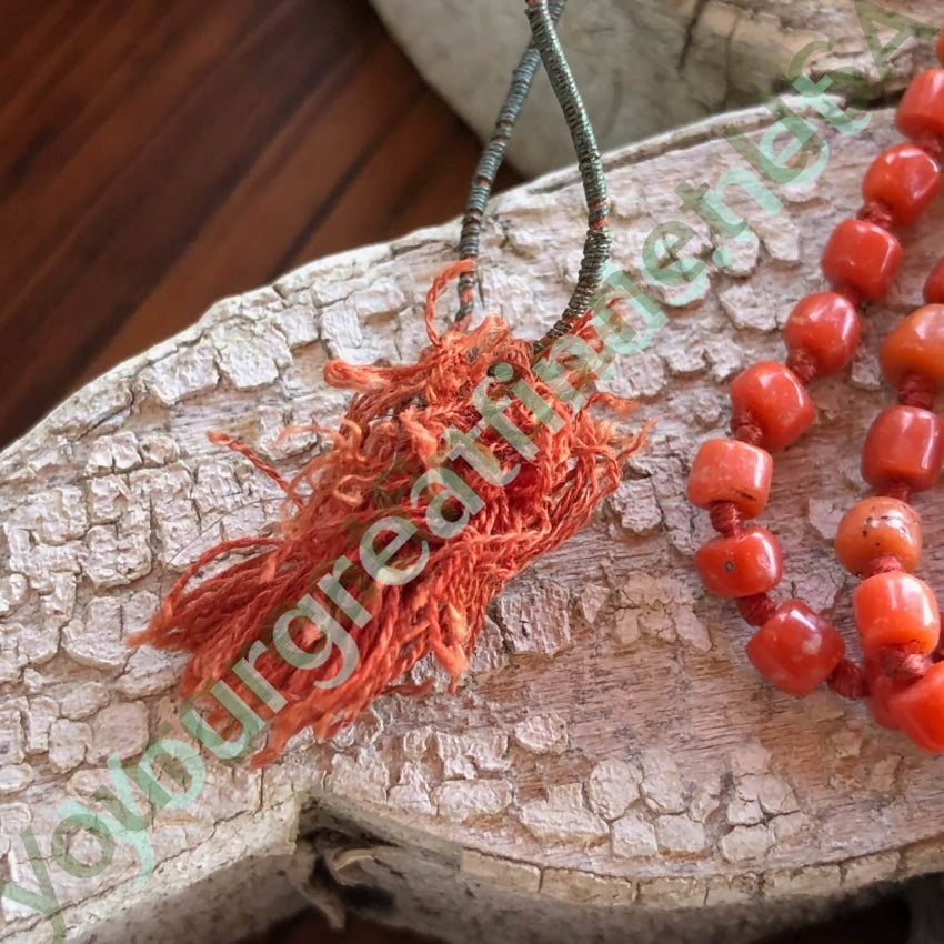 Antique 32" Hand Knotted Coral Bead Necklace Yourgreatfinds
