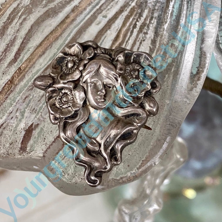 Antique Art Nouveau Sterling Silver Goddess Pin Yourgreatfinds