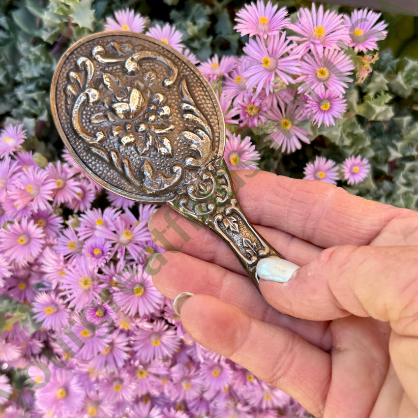 Antique Art Nouveau Sterling Silver Mini Hand Mirror Vanity hand mirror