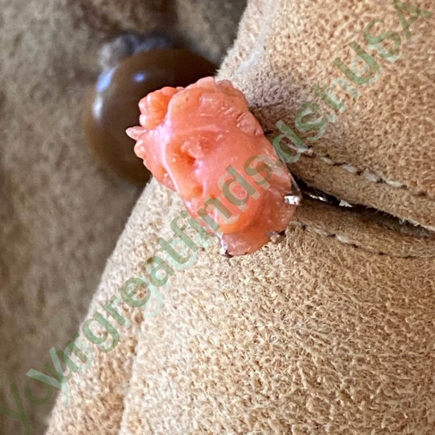 Antique Carved C0ral Cherub Tack Pin in 10k Yellow Gold Yourgreatfinds