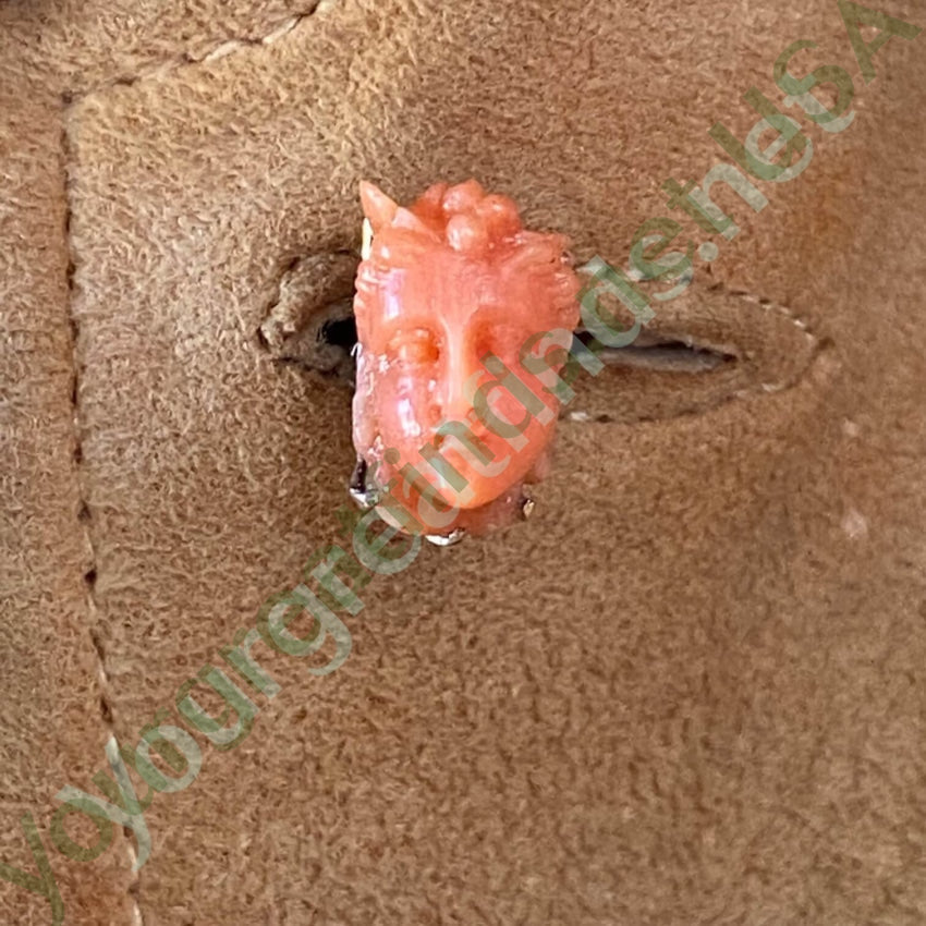 Antique Carved C0ral Cherub Tack Pin in 10k Yellow Gold Yourgreatfinds