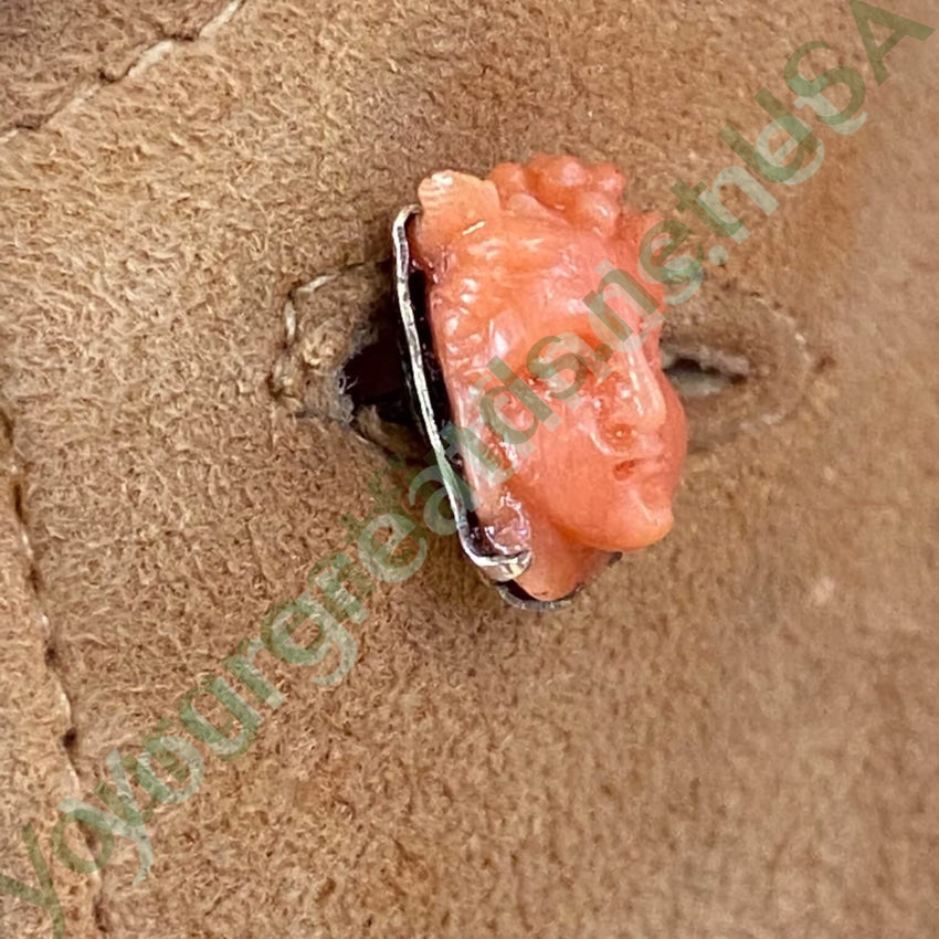 Antique Carved C0ral Cherub Tack Pin in 10k Yellow Gold Yourgreatfinds