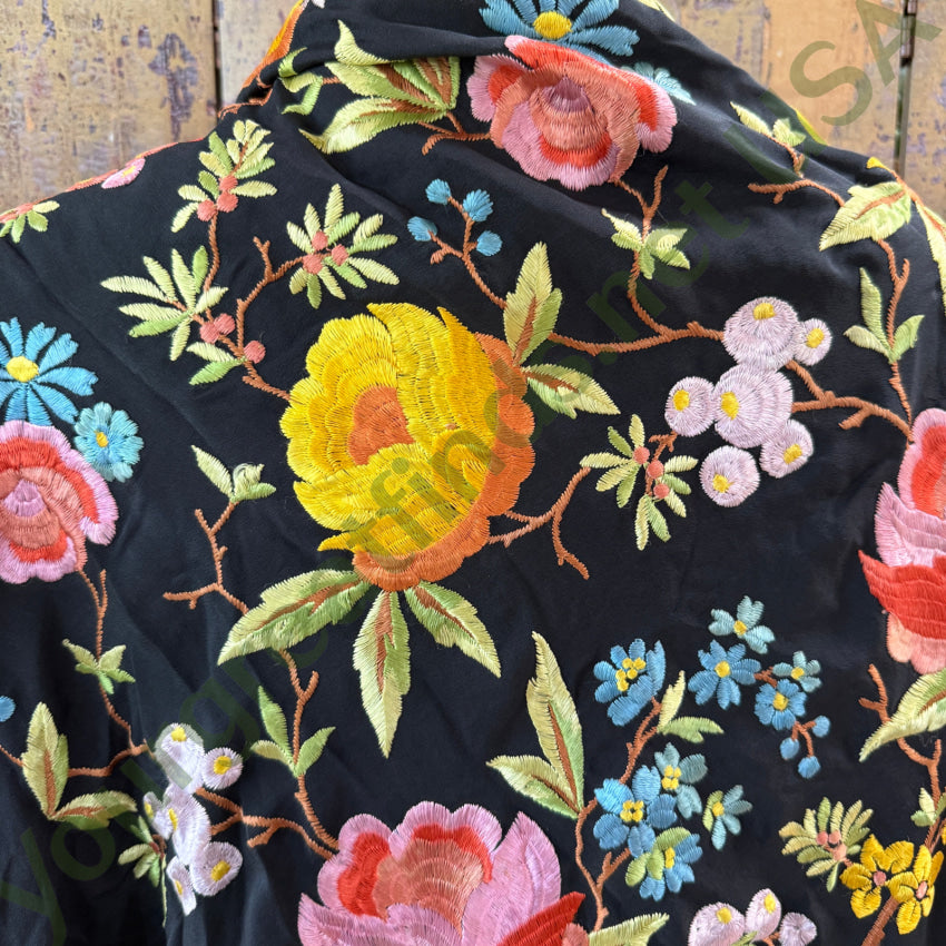 Antique Chinese Silk Hand Embroidered Piano Shawl shawl