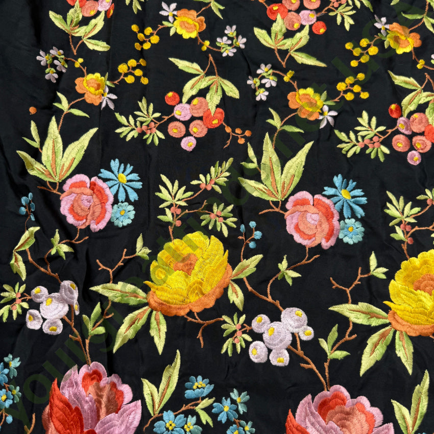 Antique Chinese Silk Hand Embroidered Piano Shawl shawl