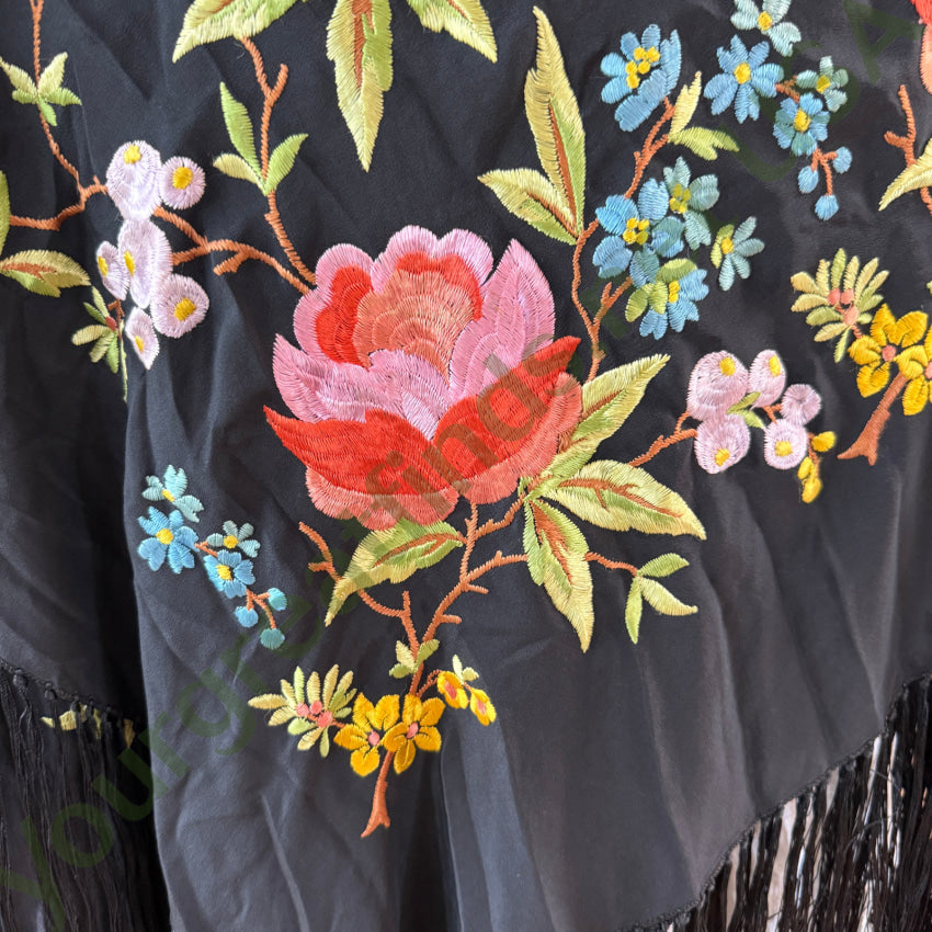 Antique Chinese Silk Hand Embroidered Piano Shawl shawl