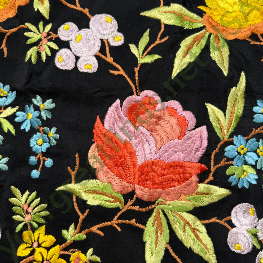Antique Chinese Silk Hand Embroidered Piano Shawl shawl