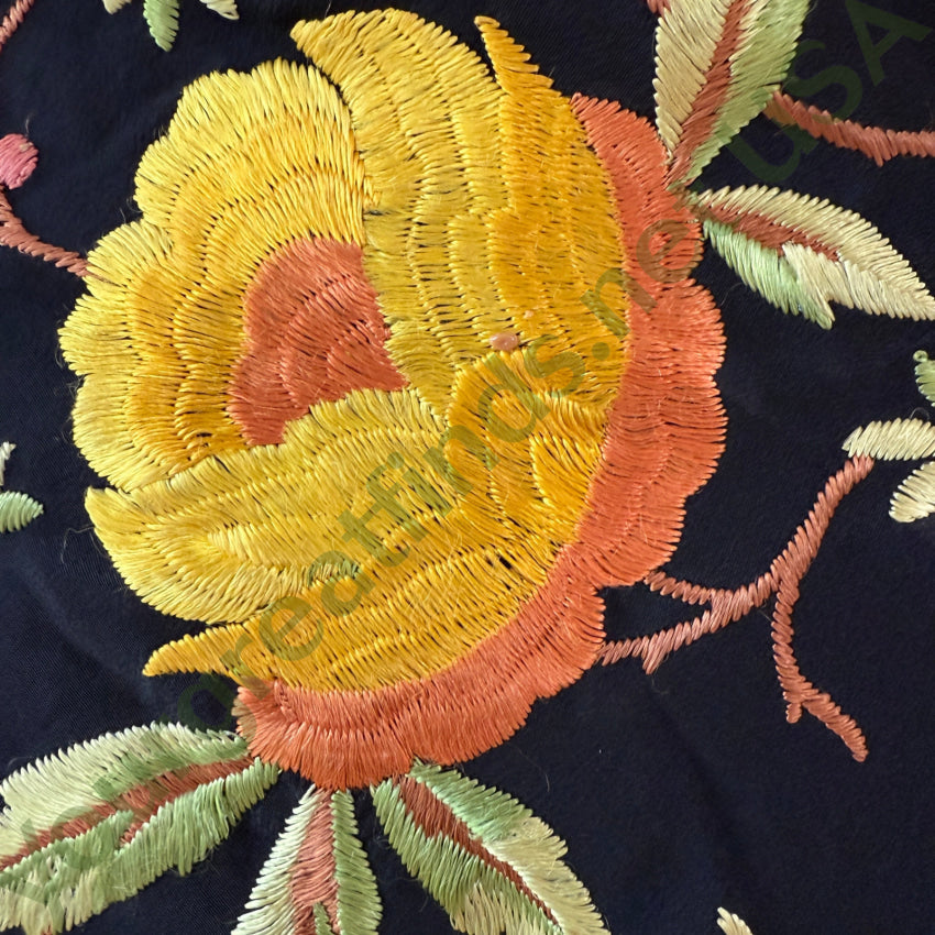 Antique Chinese Silk Hand Embroidered Piano Shawl shawl