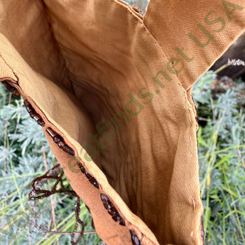 Antique Embroidered Beaded Bag Brownie / Girl Scout Project tote purse