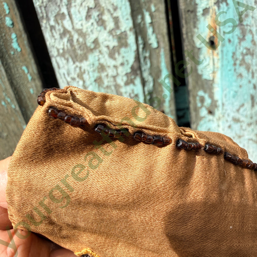 Antique Embroidered Beaded Bag Brownie / Girl Scout Project tote purse