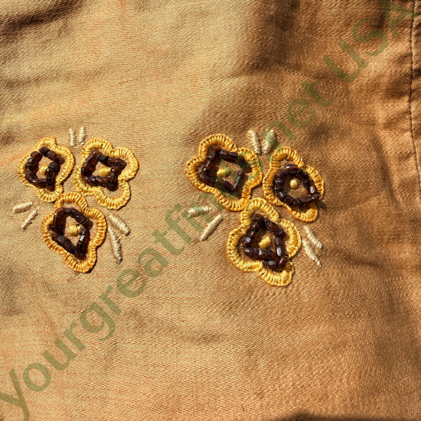 Antique Embroidered Beaded Bag Brownie / Girl Scout Project tote purse