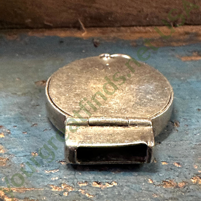 Antique Engraved Sterling Silver Double Sided Locket Pendant