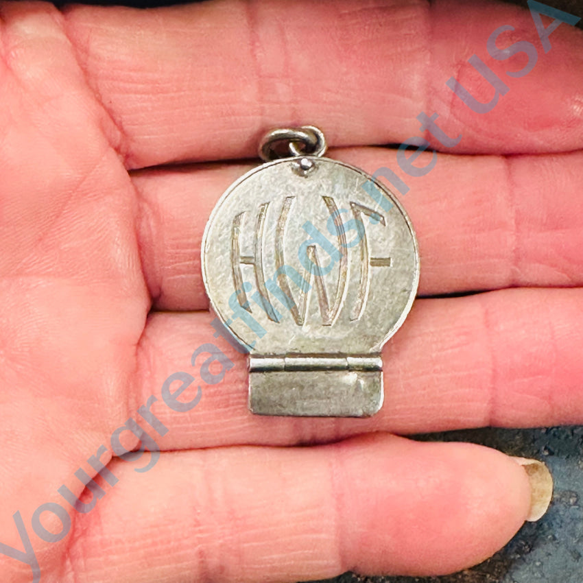 Antique Engraved Sterling Silver Double Sided Locket Pendant
