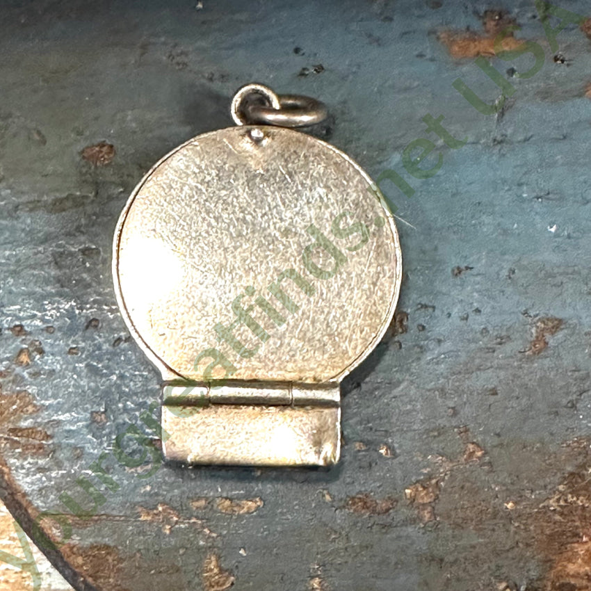 Antique Engraved Sterling Silver Double Sided Locket Pendant