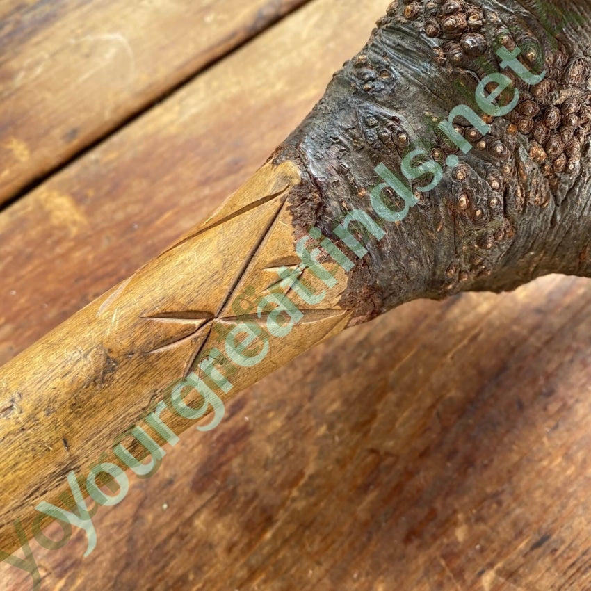 Antique Folk Art Hand Carved Mythical Creature Staff Wood Yourgreatfinds