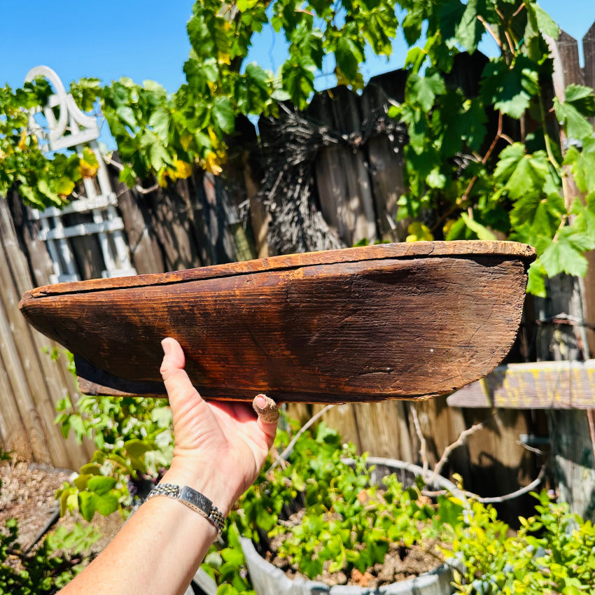 Antique Folk Art Wooden Pond Boat