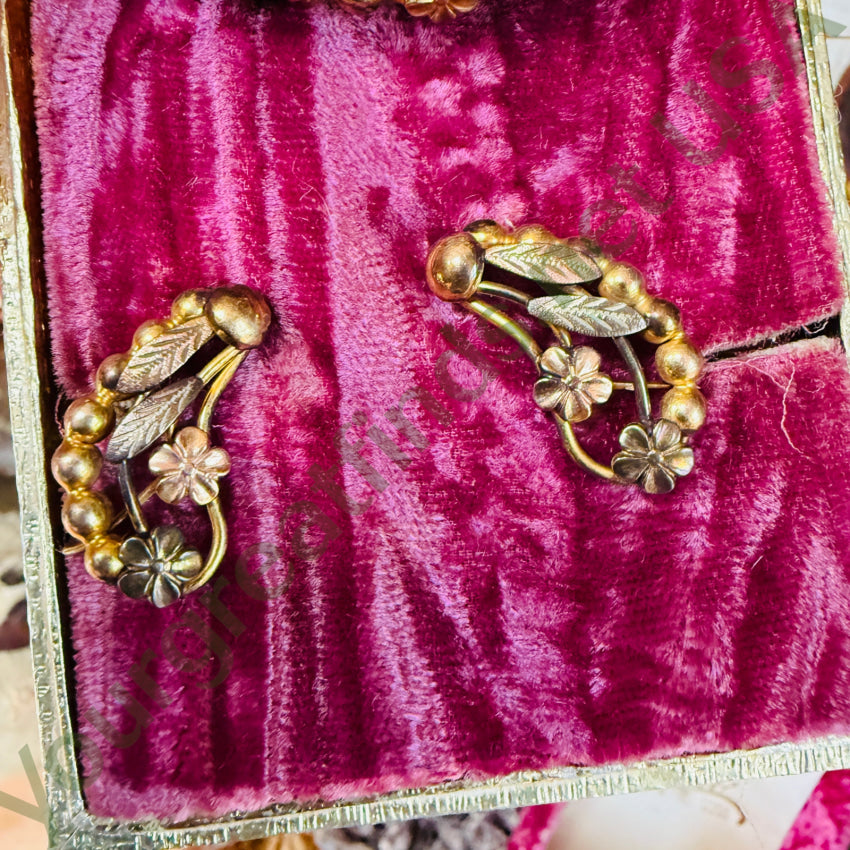 Antique Gold Filled Expansion Bracelet Earrings In Box Briggs Carmen bracelet earring set