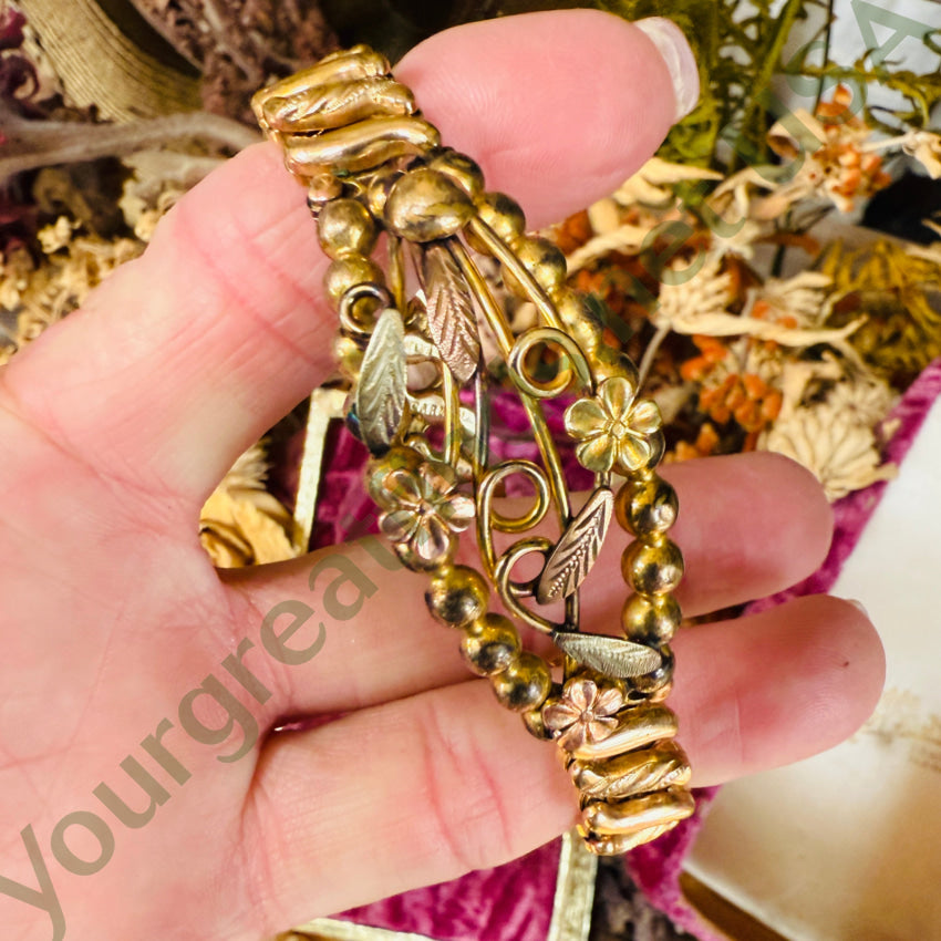 Antique Gold Filled Expansion Bracelet Earrings In Box Briggs Carmen bracelet earring set