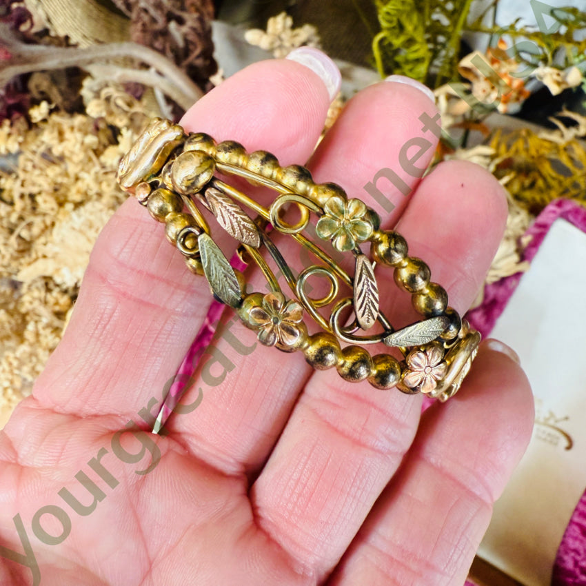 Antique Gold Filled Expansion Bracelet Earrings In Box Briggs Carmen bracelet earring set