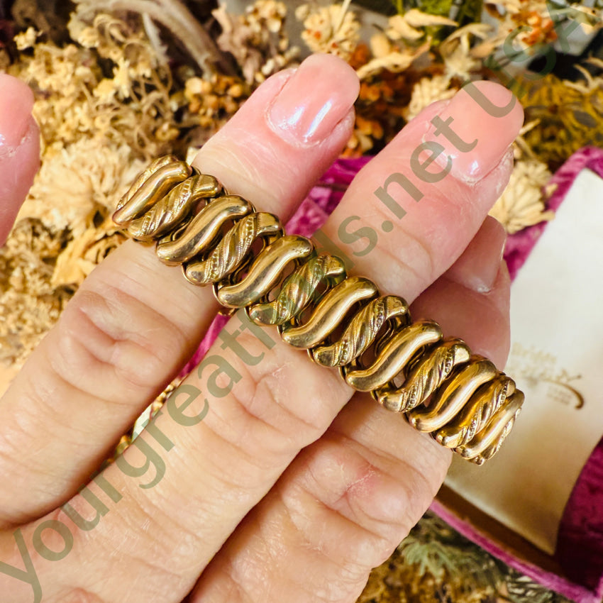 Antique Gold Filled Expansion Bracelet Earrings In Box Briggs Carmen bracelet earring set