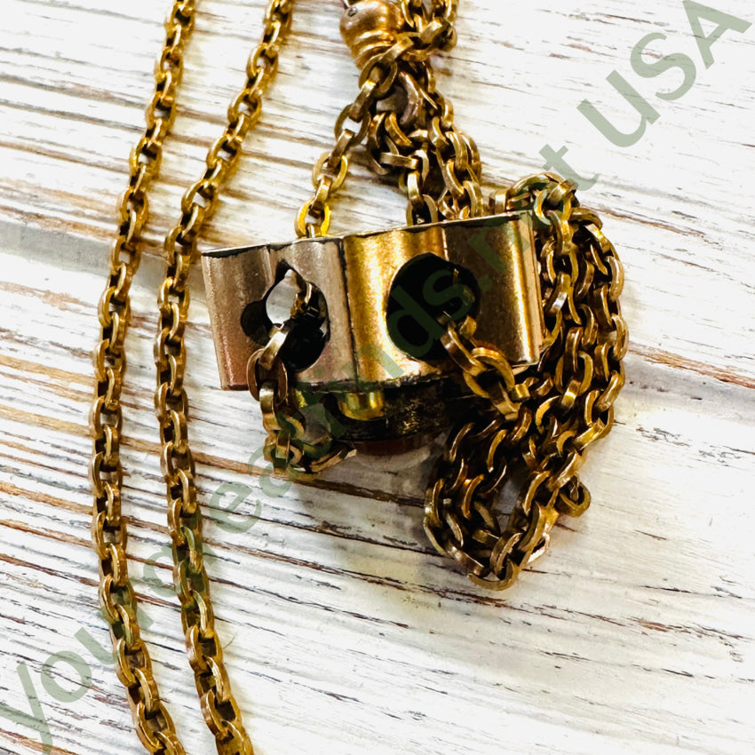 Antique Gold & Sardonyx Carved Jesus Cameo Watch Chain