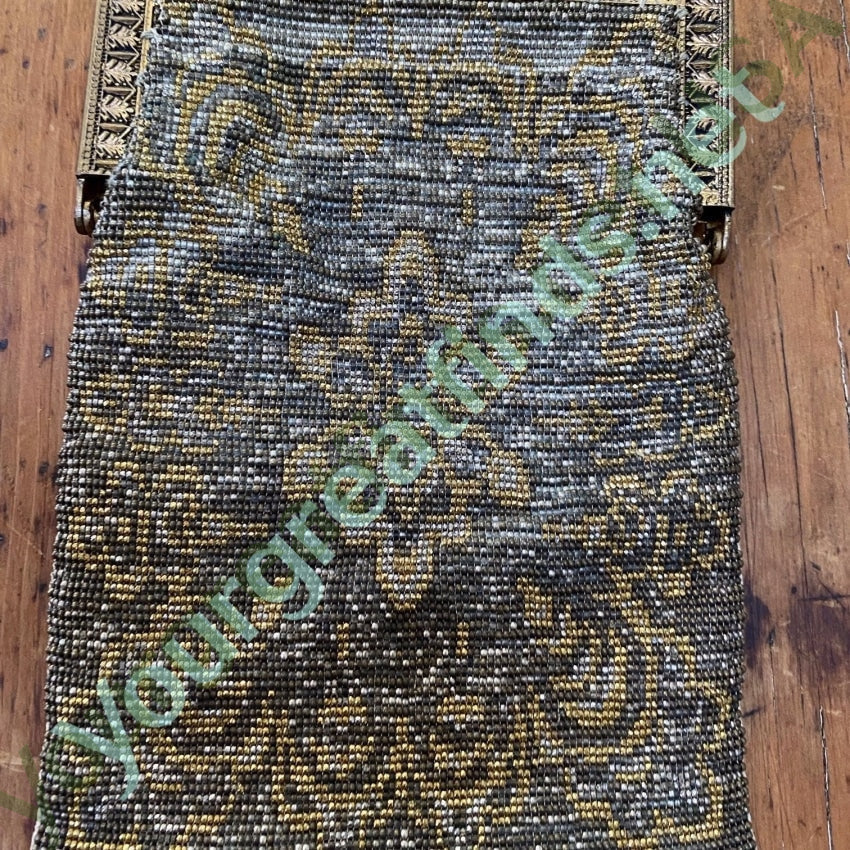 Antique Metal Beaded Evening Bag with Fringe Yourgreatfinds