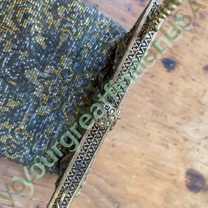 Antique Metal Beaded Evening Bag with Fringe Yourgreatfinds