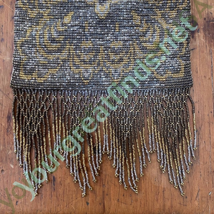 Antique Metal Beaded Evening Bag with Fringe Yourgreatfinds