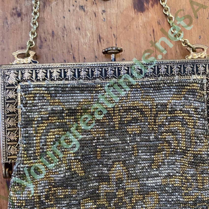 Antique Metal Beaded Evening Bag with Fringe Yourgreatfinds