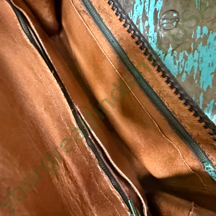 Antique Mexican Tooled Leather Clutch Bag Purse