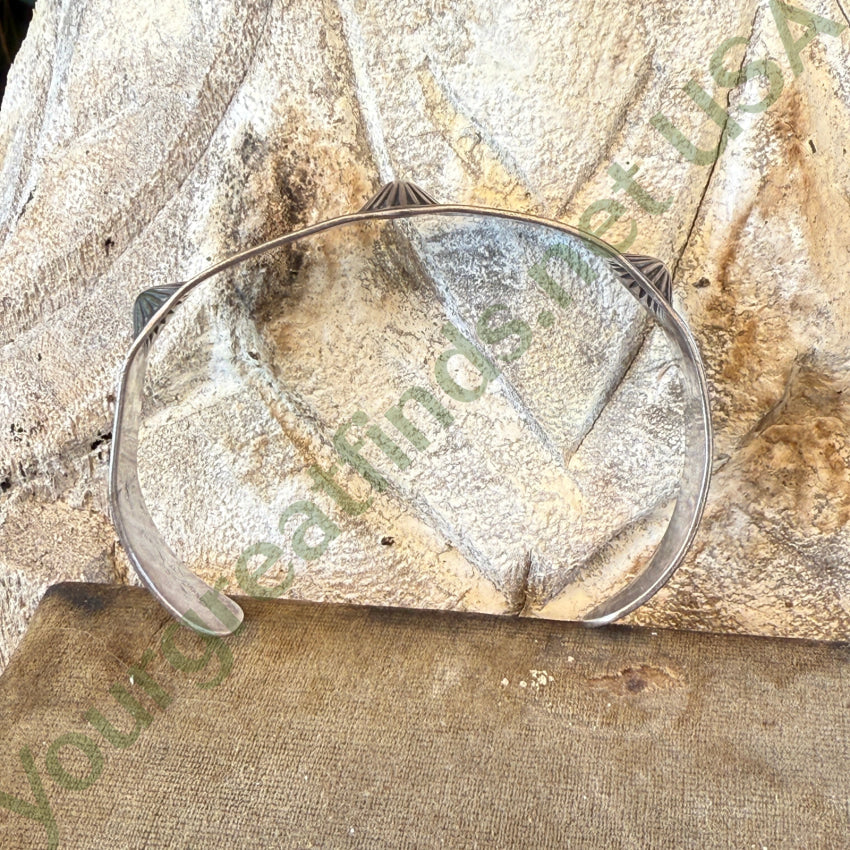 Antique Navajo Ingot Silver Fluted Button Stamped Cuff Bracelet bracelet