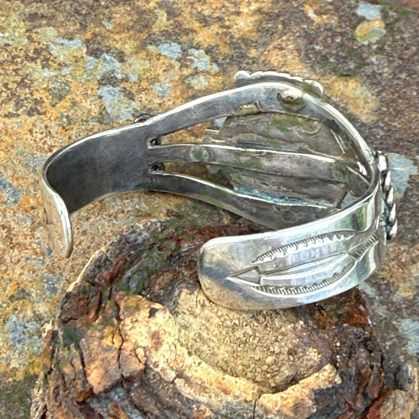 Antique Navajo Petrified Wood Sterling Silver Cuff Bracelet bracelet